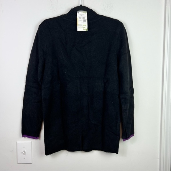 Halara Turtleneck womens size small Black Purple Color Block Knit Sweater - Picture 5 of 8